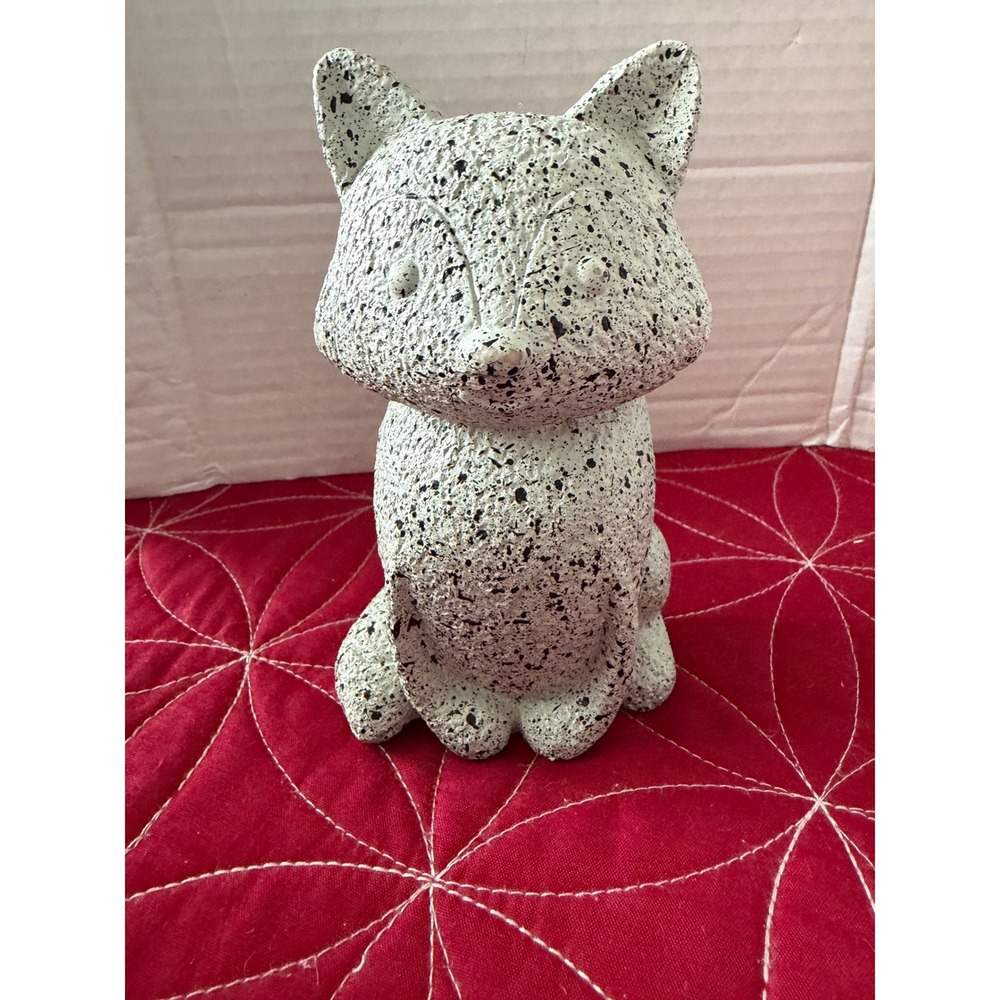 Resin Granite Style‎ Speckled Cat Figurine Sitting Animal Decor Gray/Black 6.5"